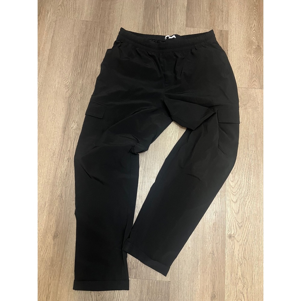 Banana Republic BR Sport Black Cargo Pants M Tall Elastic Waist Straight Leg
